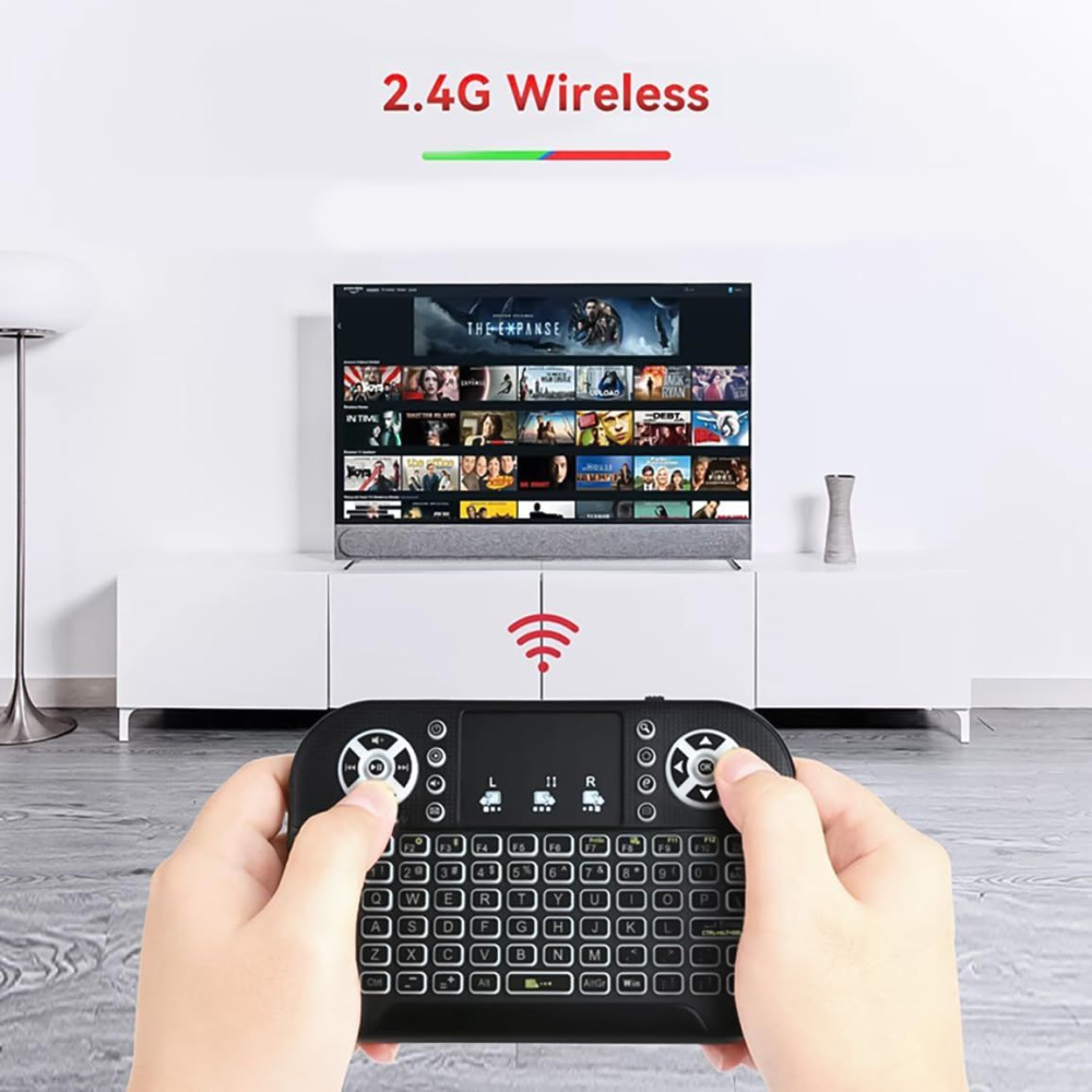 Mini Teclado Wireless Keyboard com Touchpad Com Led Usb Para Smart TV Sem Fio Recarregável