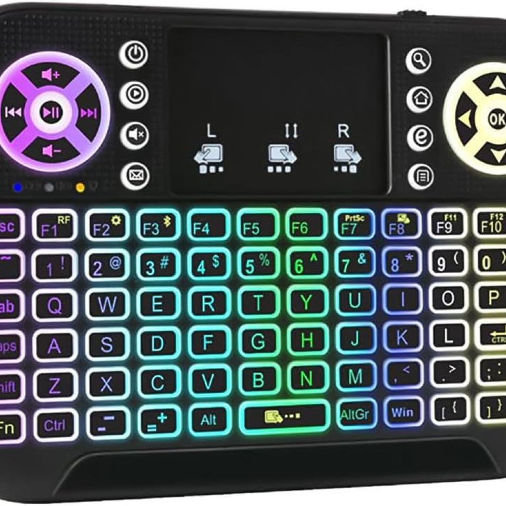 Mini Teclado Wireless Keyboard com Touchpad Com Led Usb Para Smart TV Sem Fio Recarregável